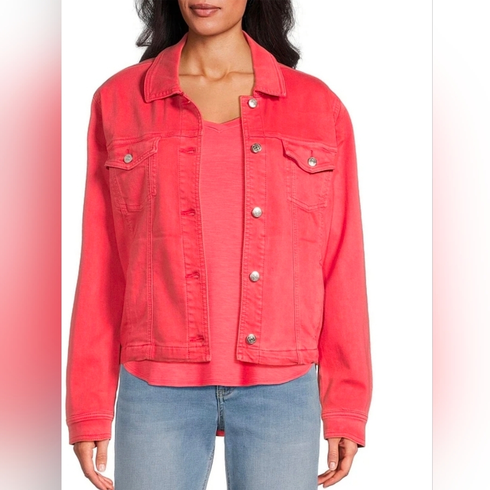 Tommy Bahama Leila Mineral Wash Button Front Denim Jacket: Lt Pomodoro: Medium - Picture 12 of 12